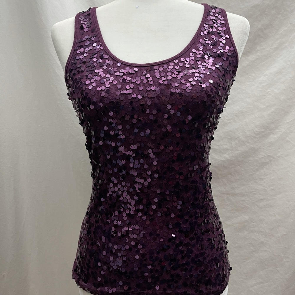 Plum sequin tank top small Apt p